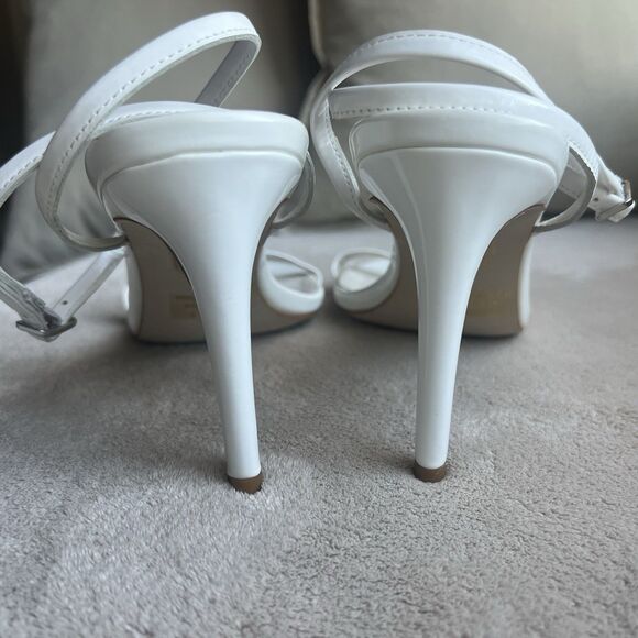 Jeffrey Campbell Illusive White Patent Leather Stiletto Heel Sandals Women 9 - Picture 9 of 14